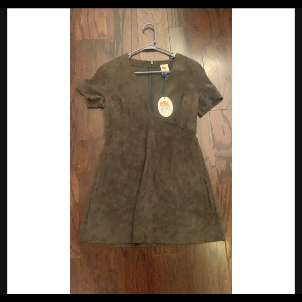 Suede olive dress